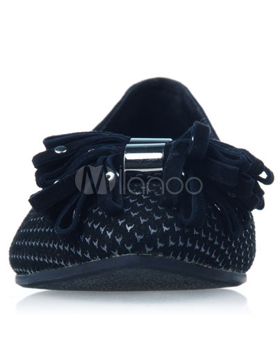 Black Spot Shoes on Black Tassel Spot Sheepskin Pigskin Womens Flats Milanoo Com