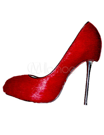 Stiletto Heeled Shoes on Fashion Red Stiletto High Heel Horse Hair Womens Shoes   Milanoo Com
