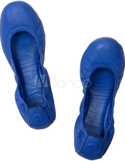 Blue Flat Shoes on Fabuloso Se Oras Azul Apartamento Zapatos De Piel De Oveja Milanoo