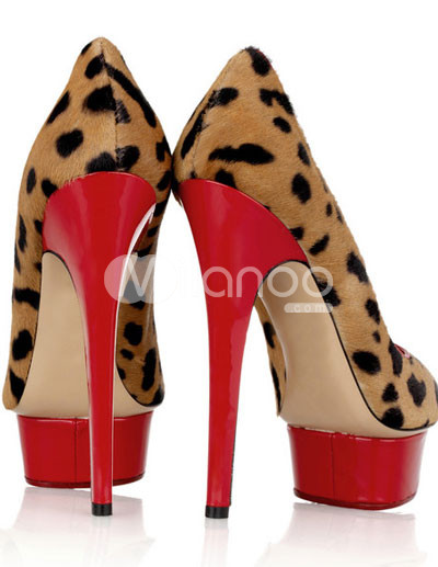 Fashion High Heels Women on Mode Leopard Pferd Leder 5 1 2 High Heel Schuhe F R Frauen