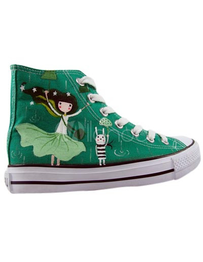 Flat Soled Shoes on Canvas Rubber Sole Flat Ankle Painted Shoes For Women Milanoo Com