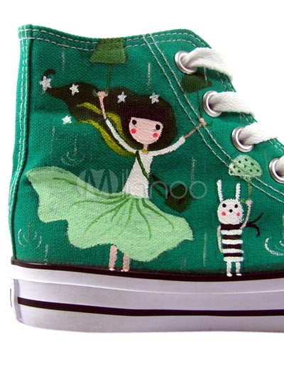 Flat Soled Shoes on Canvas Rubber Sole Flat Ankle Painted Shoes For Women Milanoo Com