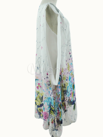 Summer Dress Patterns on Printing Chiffon Sleeveless Loose Pattern Summer Dress   Milanoo Com