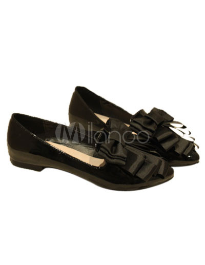 Flat Ballet on Multi Layer Bow Pu Womens Flat Ballet Shoes   Milanoo Com