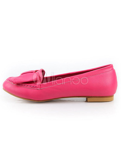 Flat Shoes  Women on Sweet Pu Leather Bow Decoration Women S Flat Boat Shoes   Milanoo Com