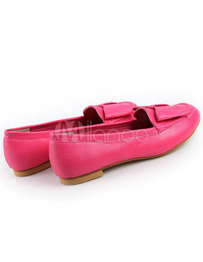 Flat Shoes Women on Sweet Pu Leather Bow Decoration Women S Flat Boat Shoes Milanoo Com
