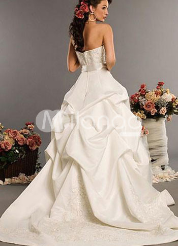 Ivory Wedding Gown on Ivory Strapless Ball Gown Sash Satin Wedding Gown   Milanoo Com