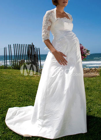 Romantic Aline Strapless Taffeta Maternity Wedding Dress