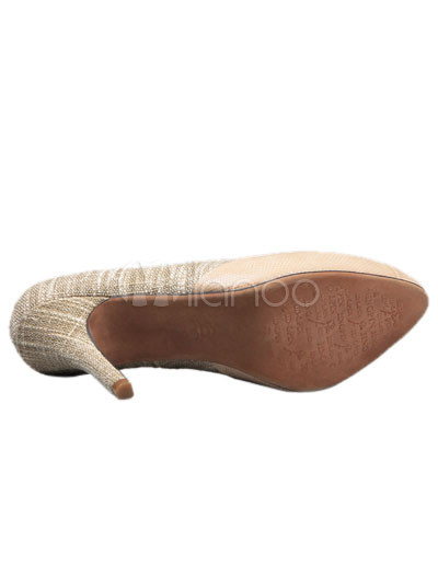 Womenheels on Vintage Apricot Cow Leather Women S Pointy Toe Heels Milanoo Com