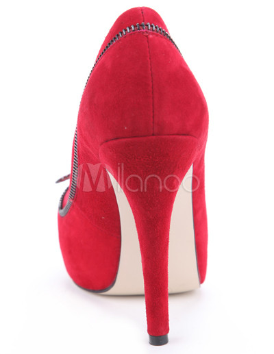 Womens High Heel on Red Sheepskin Suede Rubber Sole Women S High Heel Pumps   Milanoo Com