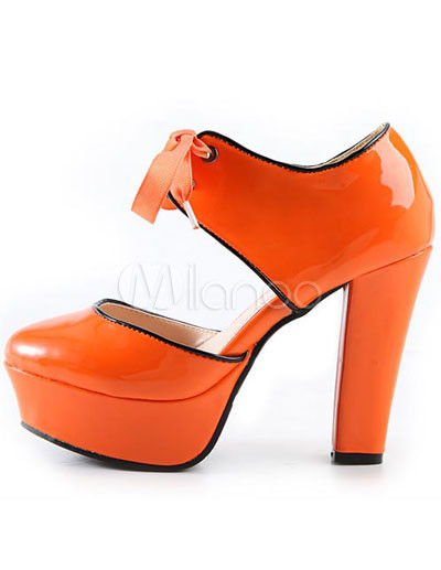 Mens Dress Shoes  Heels on Patent Pu Leather Round Toe Chunky Heel Dress Shoes   Milanoo Com