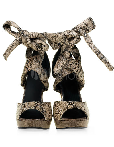 High Heel Dress Shoes on Snake Print Wrap Pu Womens Dress High Heel Shoes   Milanoo Com