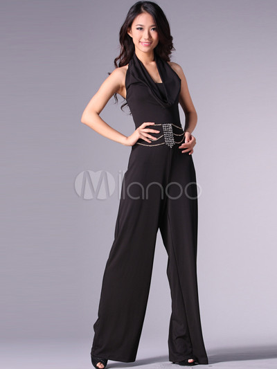 Fashion Jumpsuits on Black 95 Polyester 5 Spandex Women Jumpsuits Milanoo Com