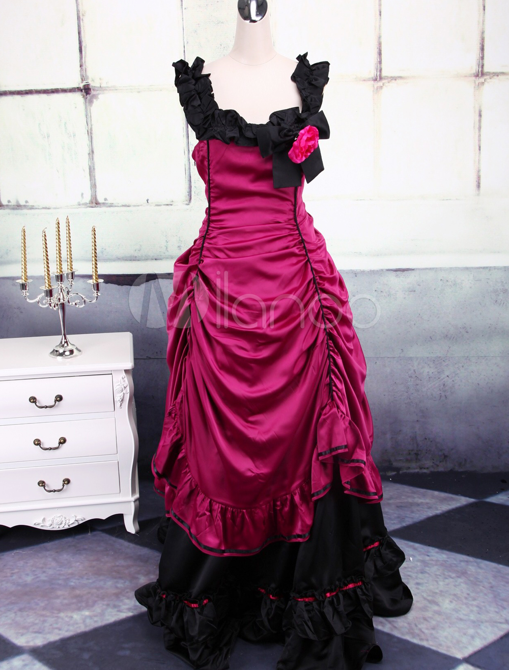 Aristocrat Lolita Red Victorian Renaissance Satin Long Dress steampunk buy now online