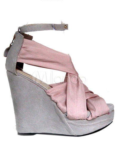 Black Satin Wedge Shoes on Satin Fabric Ankle Strap Women S Wedge Sandals   Milanoo Com