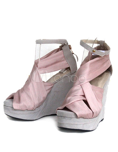Black Satin Wedge Shoes on Satin Fabric Ankle Strap Women S Wedge Sandals   Milanoo Com