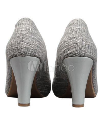 Womenpumps on Cotton Flax Fiber Chunky Heel Women S Dress Pumps   Milanoo Com