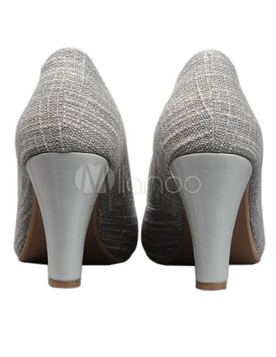 Womenpumps on Cotton Flax Fiber Chunky Heel Women S Dress Pumps Milanoo Com