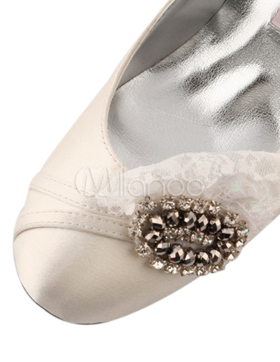 Ivory Bridal Shoes on Romantic Ivory Satin Wedding Shoes   Milanoo Com