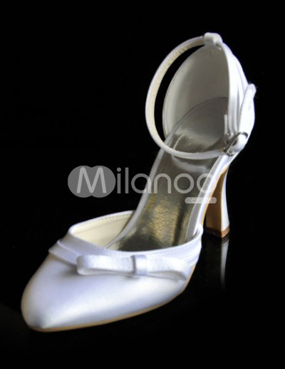 Ankle Strap Wedding Shoes on Red 3 1 2   Heel Ankle Strap Ribbon Satin Wedding Shoes   Milanoo Com