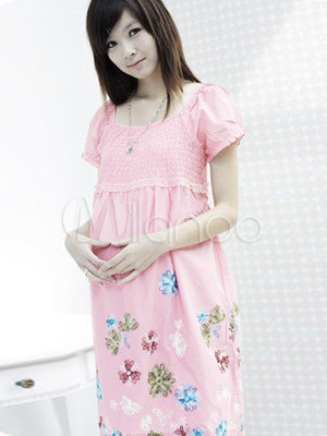 Pregnancy Belt on Sweet Pink Cotton Floral Belt Maternity Dress   Milanoo Com