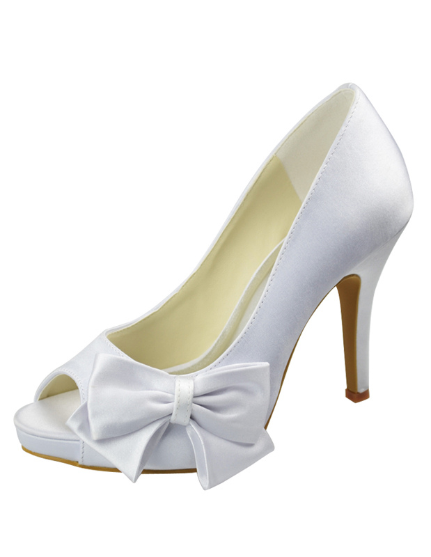 white heels with a bow
