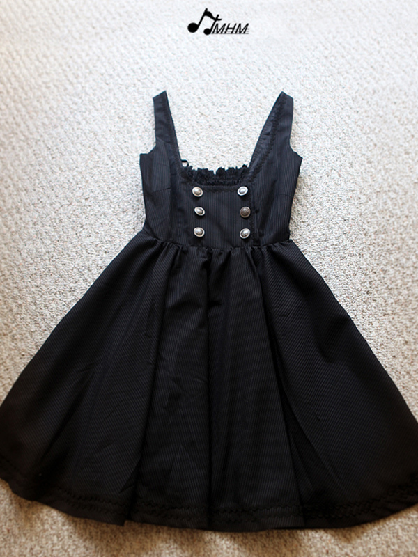 Black-Thin-Stipe-Polyester-Lolita-Jumper-Skirt-218154-11