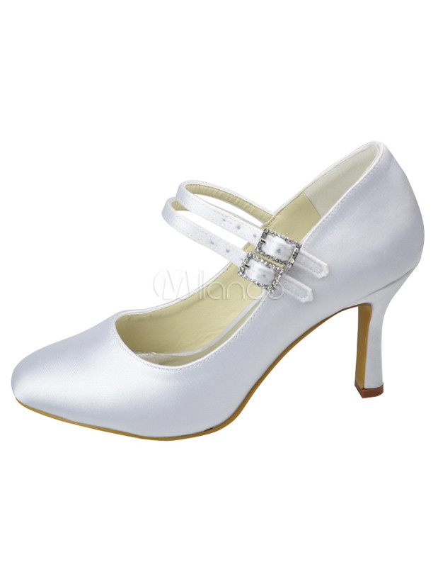 Chaussures de mariÃ©e blanches en satin - Milanoo