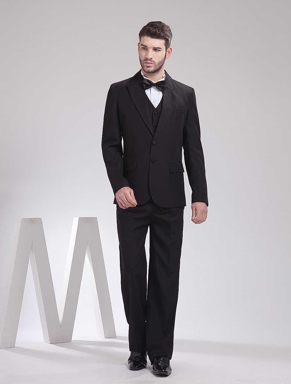 Wedding Wedding Tuxedo black serge groom wedding tuxedo milanoo com