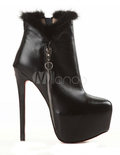high heel sheepskin boots