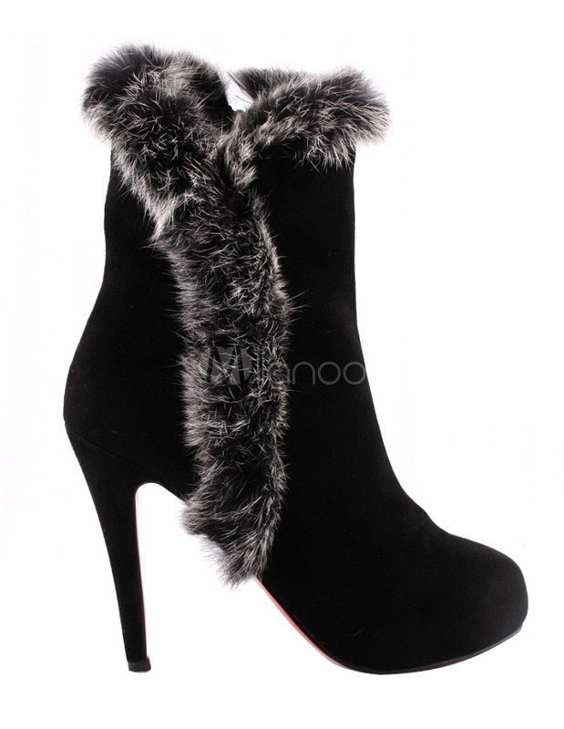 high heel sheepskin boots