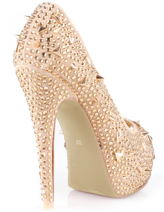 champagne peep toe shoes