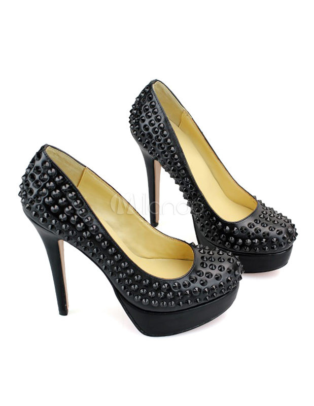 modern high heels modern black sheepskin rivet high heels milanoo modern high heels modern black sheepskin rivet high heels milanoo
