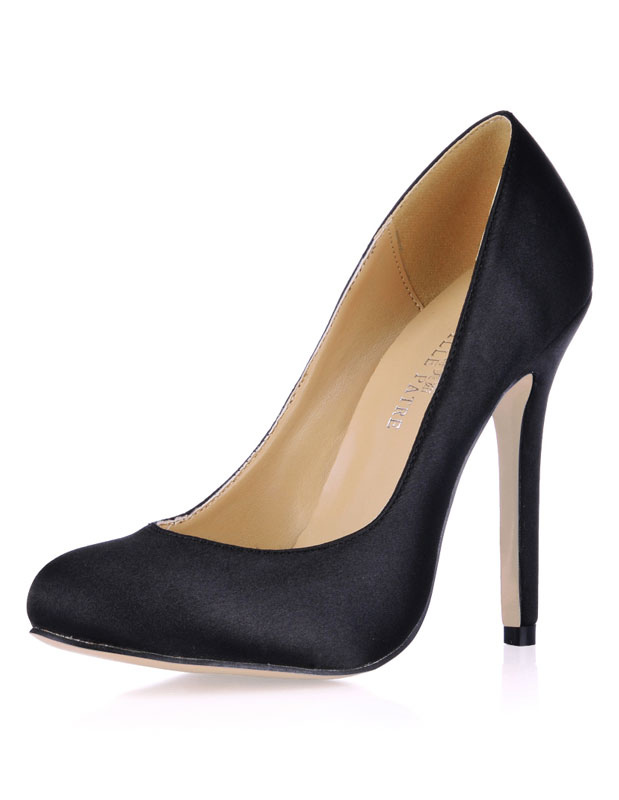 Black Pointed Toe Imitated Silk Woman's Dress Pumps (Shoes High Heels) photo