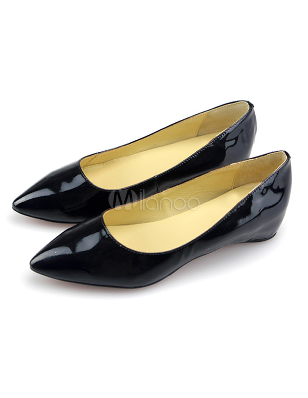 Black Patent Pointed Toe Flats