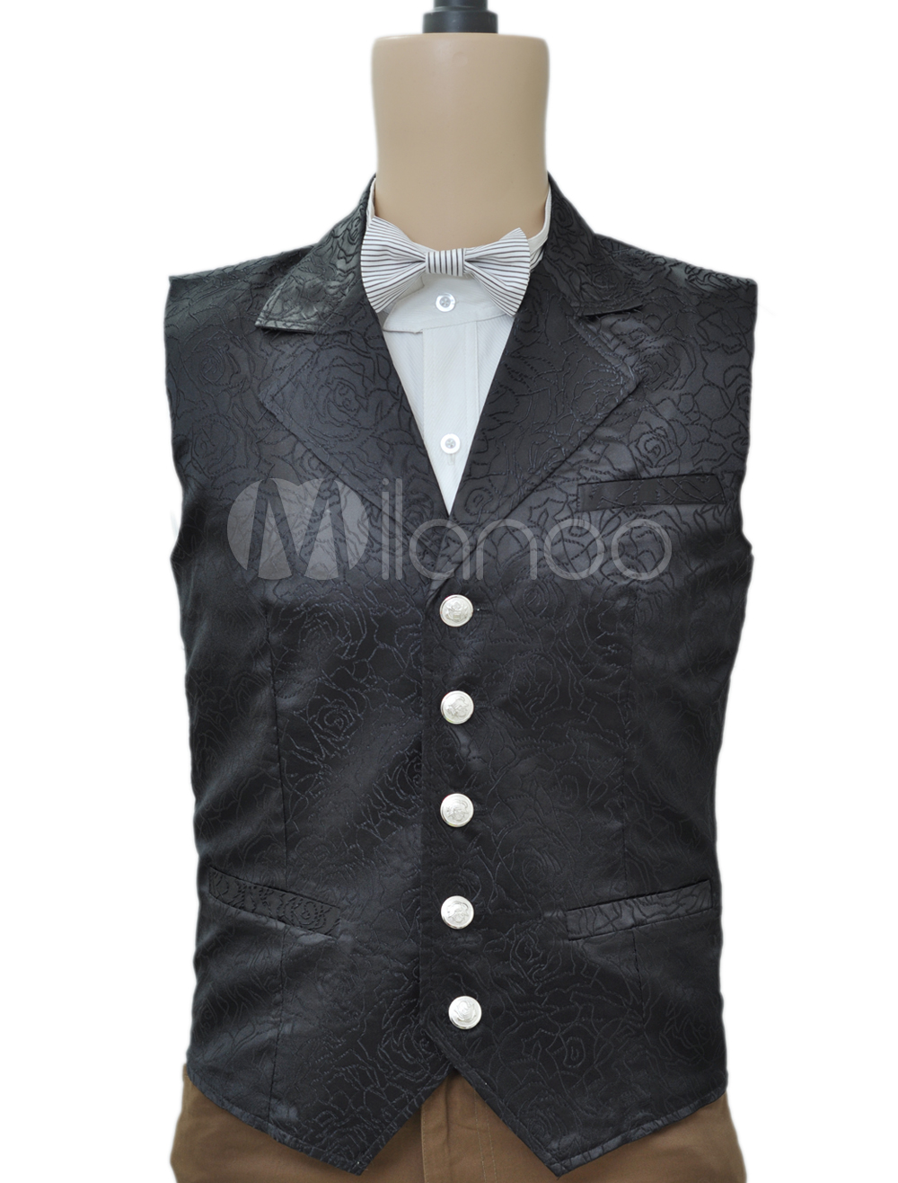 Black Jacquard Steampunk Waistcoat For Halloween steampunk buy now online