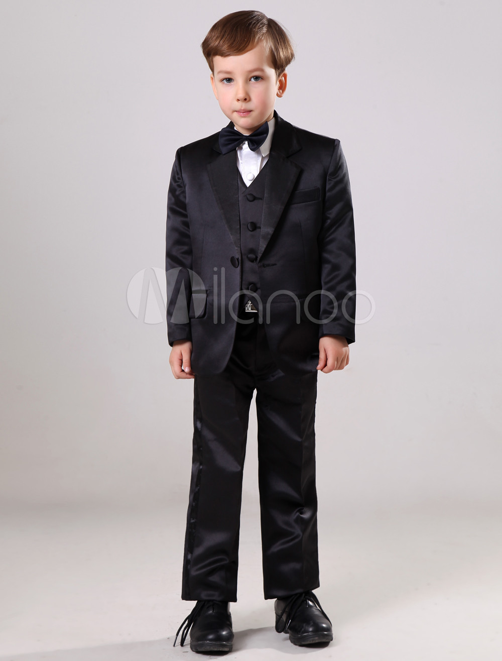 Popular Black 100 Cotton Boys Ring Bearer Suits