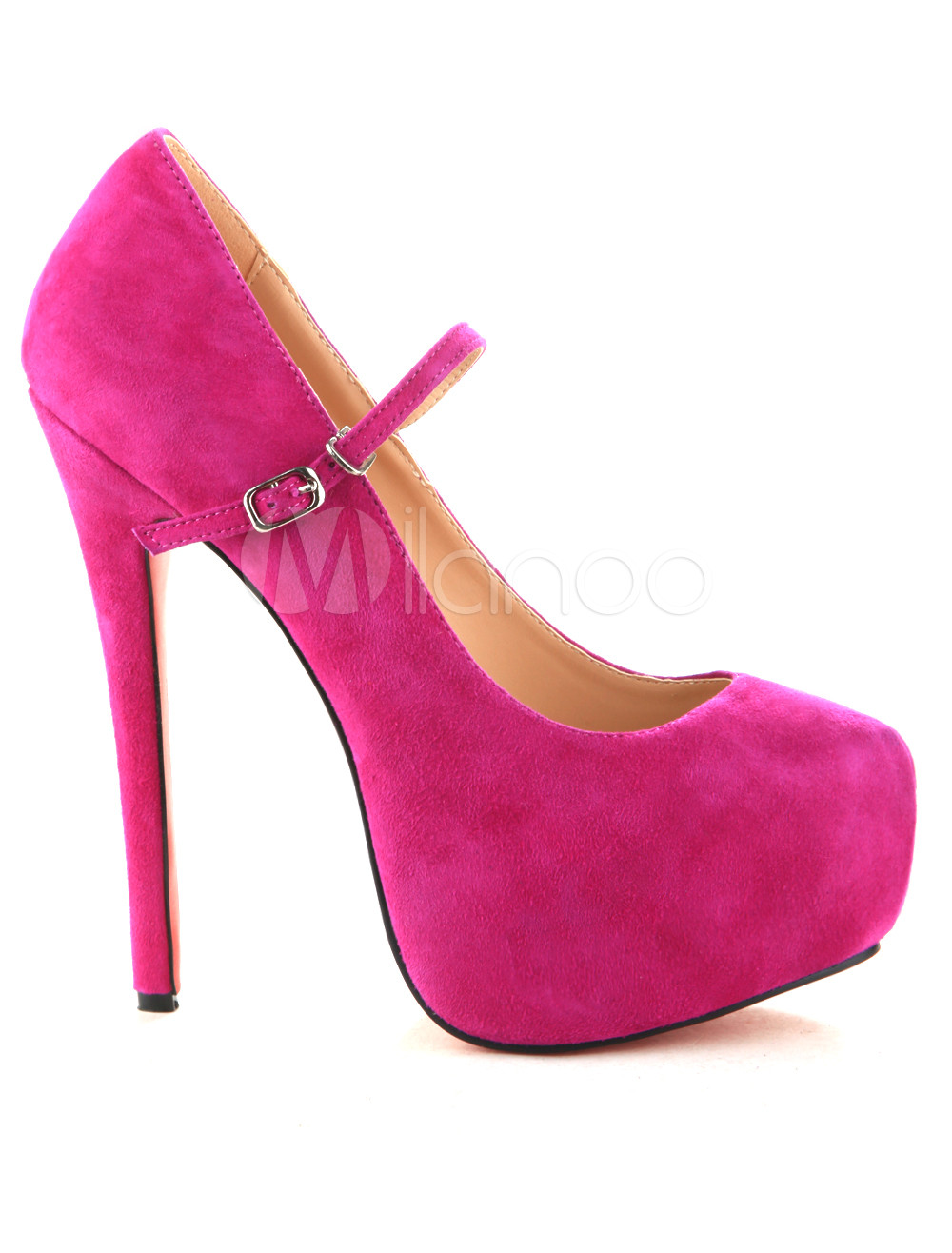 Fuchsia 5 1/2" High Heel 1 3/5" Platform Sheepskin Womens Shoes