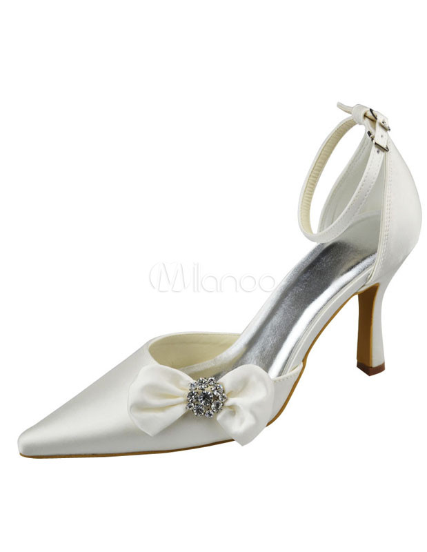 Elegant Ivory 3 12'' High Heel Butterfly Satin Wedding Shoes ...