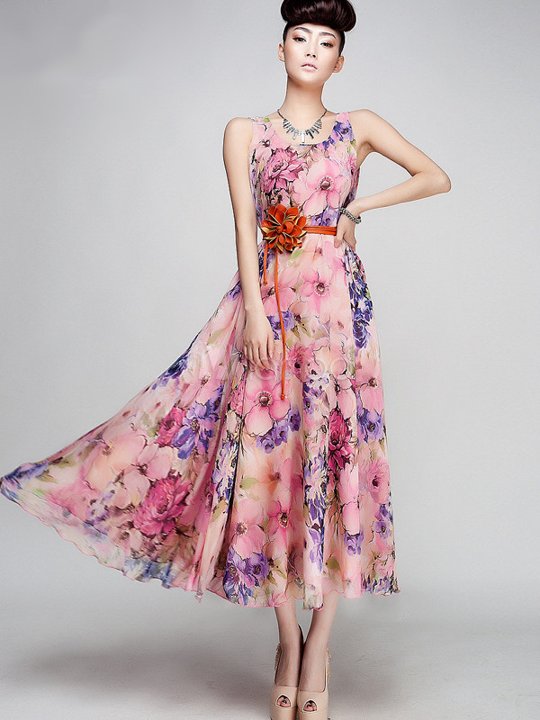 Vestidos de chiffon con tirantes finos y largo asimétrico con lazo Champán