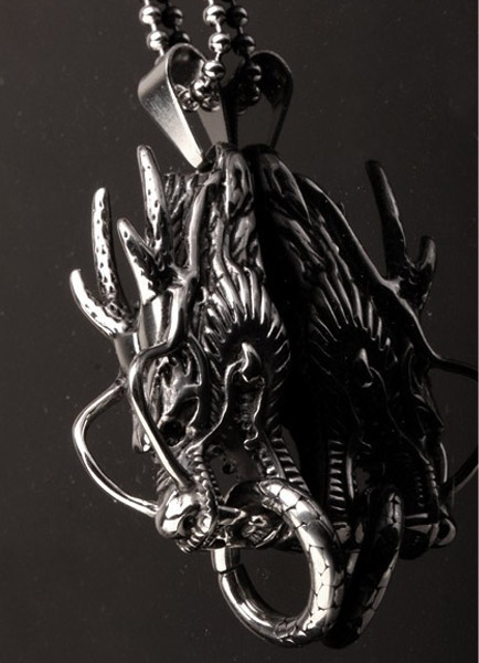 Dragon Head Silver Gothic Metal Stainless Steel Pendant for Men steampunk buy now online