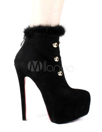 high heel sheepskin boots