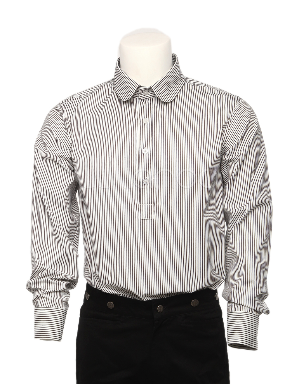 Cool White Black Strips Cotton Long Sleeves Steampunk Shirt For Men steampunk buy now online