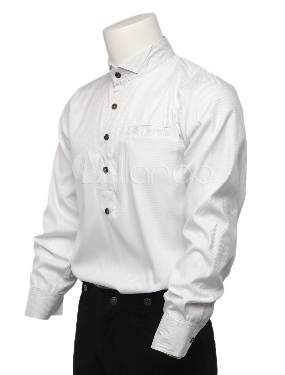 Cozy White Cotton Long Sleeves Steampunk Shirt For Men Buy Online