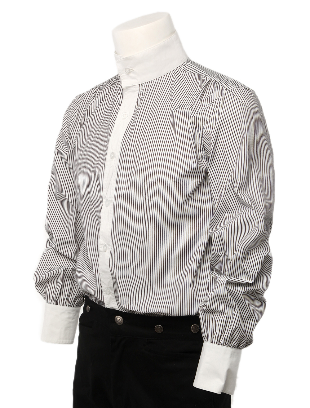 Gray Stripe Pure Cotton Men's Modern Steampunk Shirts steampunk buy now online