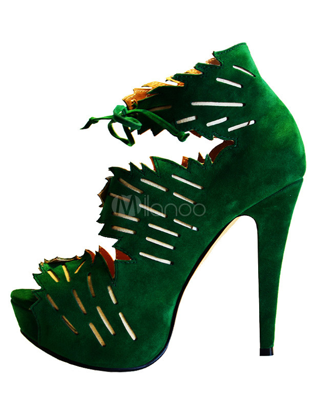 Green Monogram Suede Stiletto Heel Gladiator Sandals - Milanoo Green Monogram Suede Stiletto Heel Gladiator Sandals - Milanoo