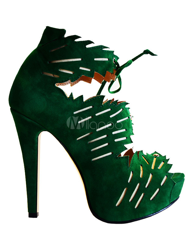 Green Monogram Suede Stiletto Heel Gladiator Sandals - Milanoo Green Monogram Suede Stiletto Heel Gladiator Sandals - Milanoo