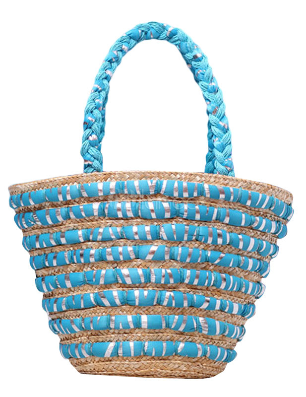 Color Blocking Straw Woven Hobo Tote Beach Bag Kilium