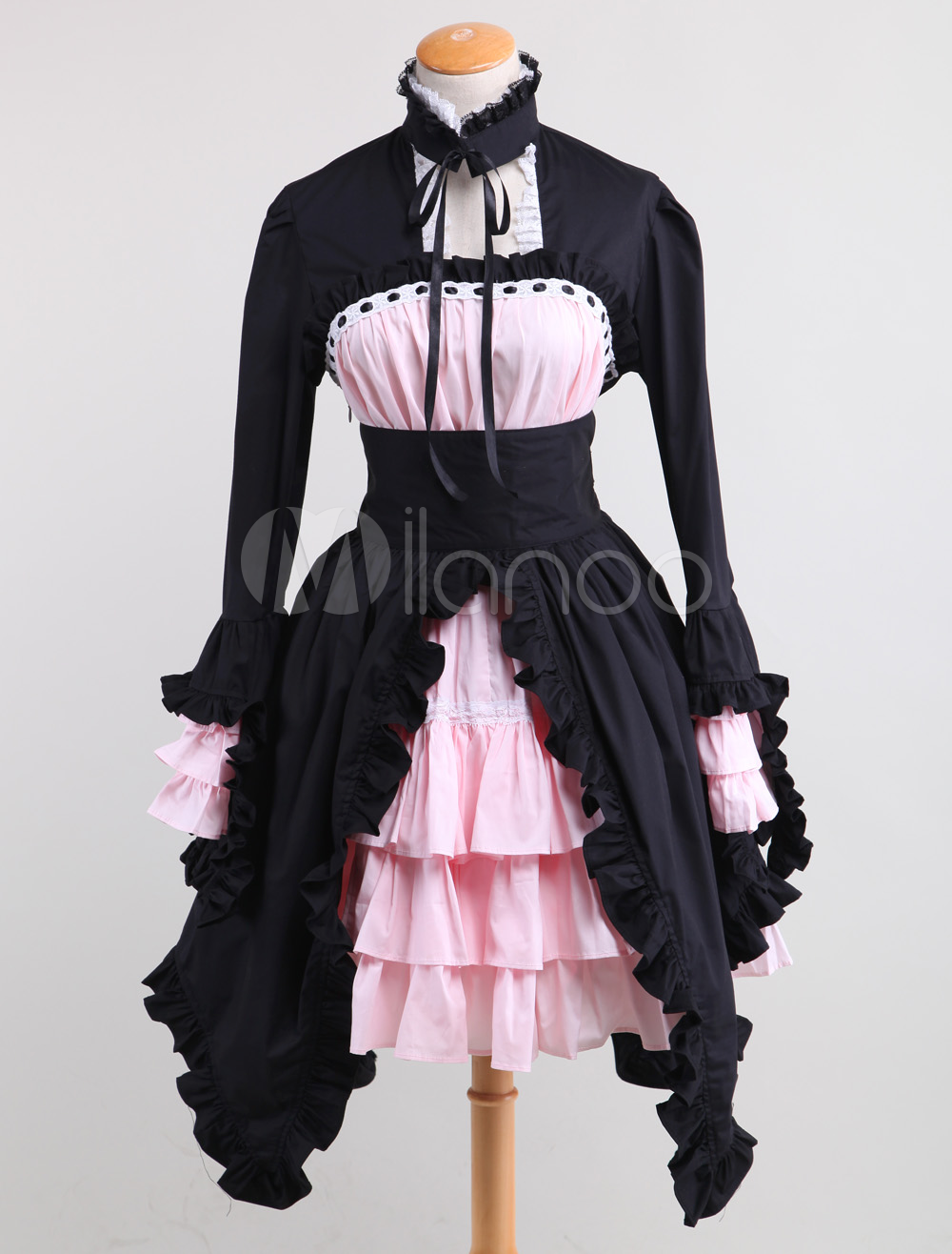 Black And Pink Cotton Gothic Lolita Dress steampunk buy now online