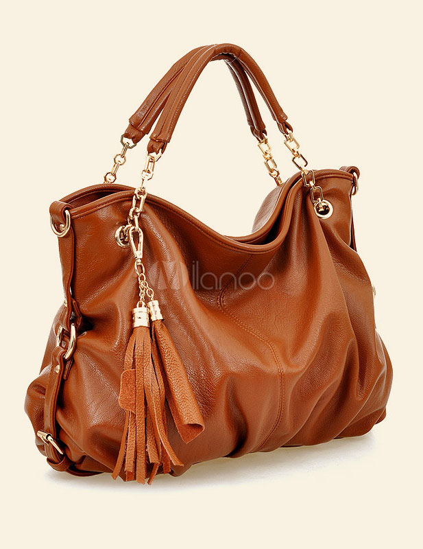 Casual Brown Fringe PU Leather Hobo Bag For Women